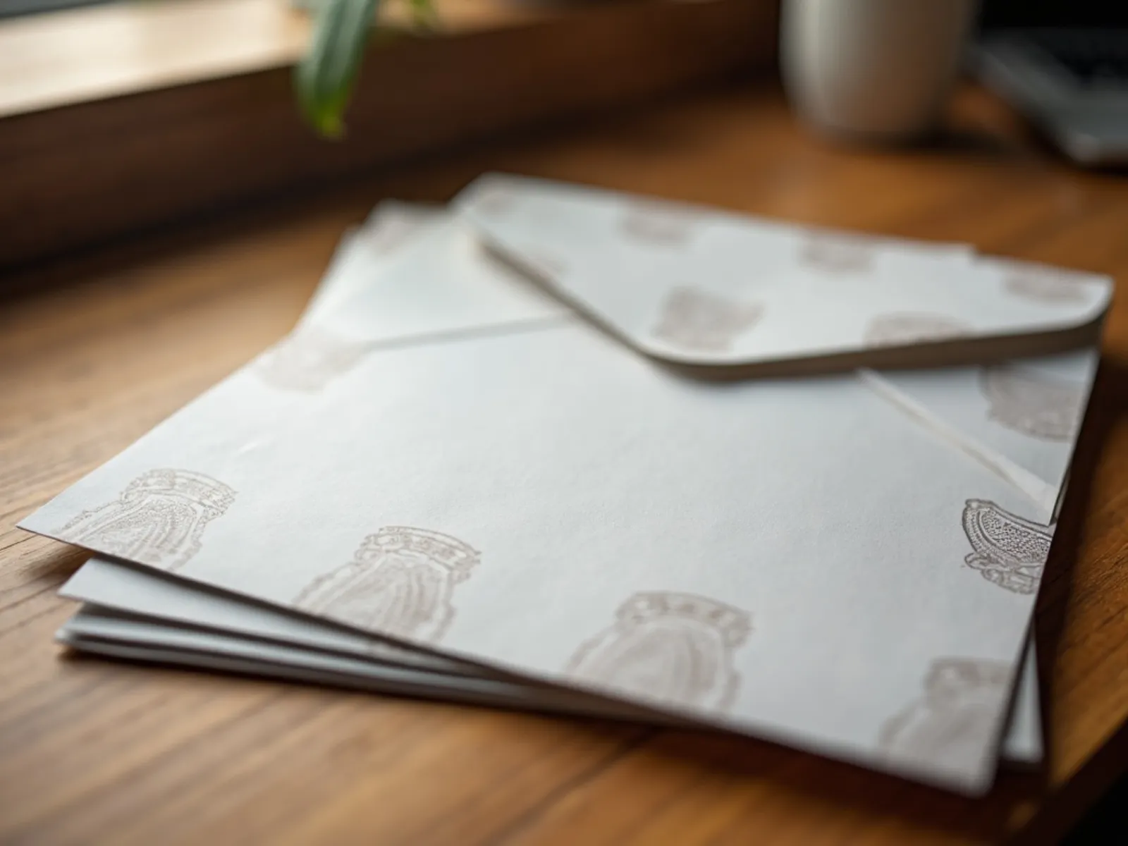 Stapel personalisierter Print-Mailings auf einem Schreibtisch