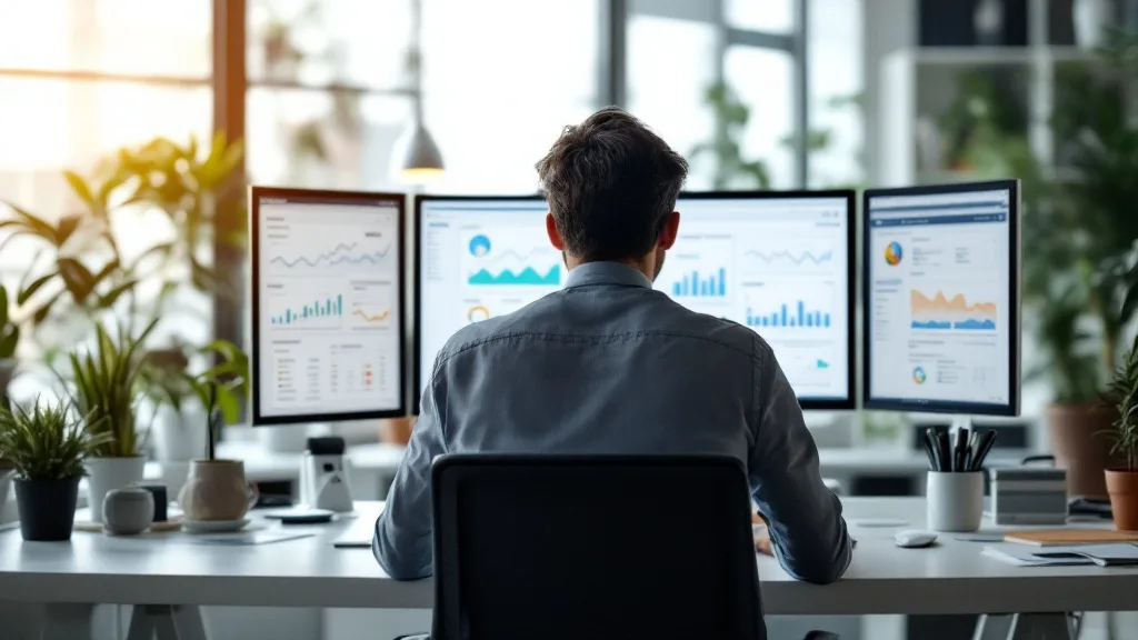Marketing-Fachkraft arbeitet mit Datenauswertungen am Bildschirm