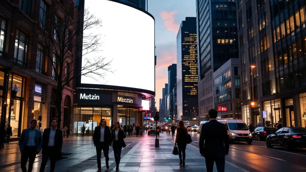 Digitales Werbe-Billboard an einer Häuserfassade in der Stadt
