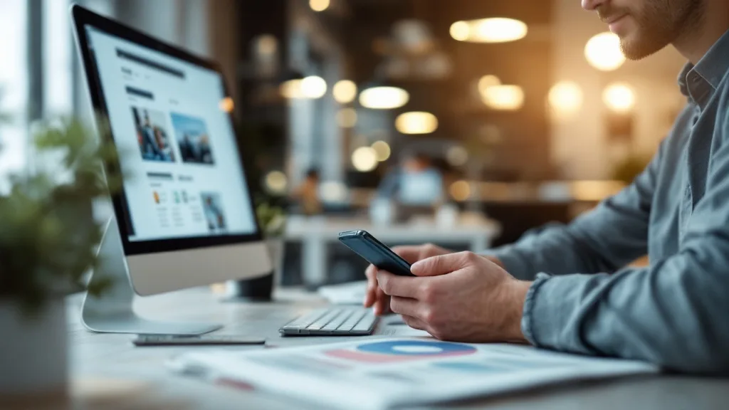 Bewerber schaut aufs Smartphone neben einer Zeitung – Vergleich Recruiting