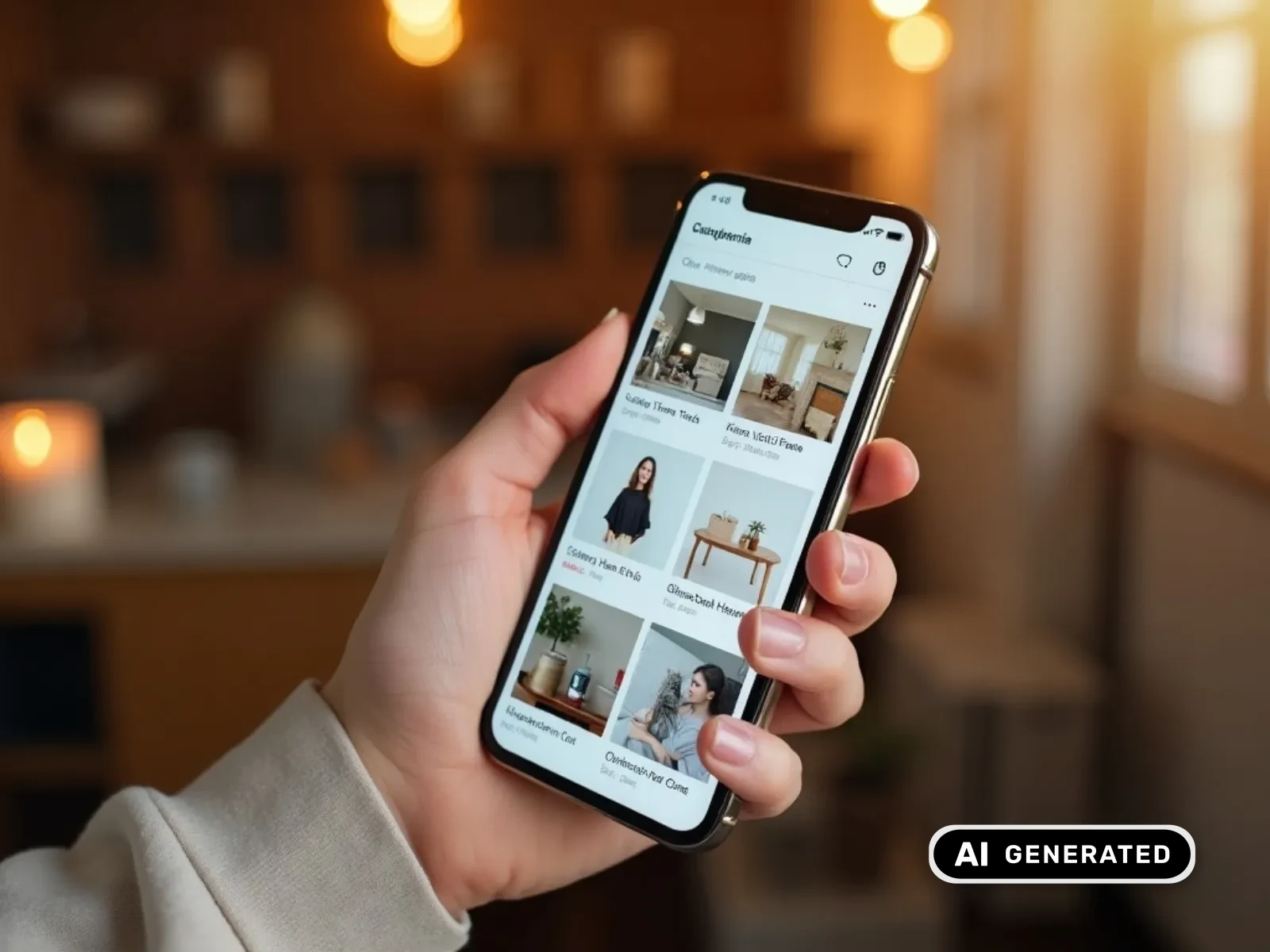 Hand hält ein Smartphone mit einer Social-Shopping-App