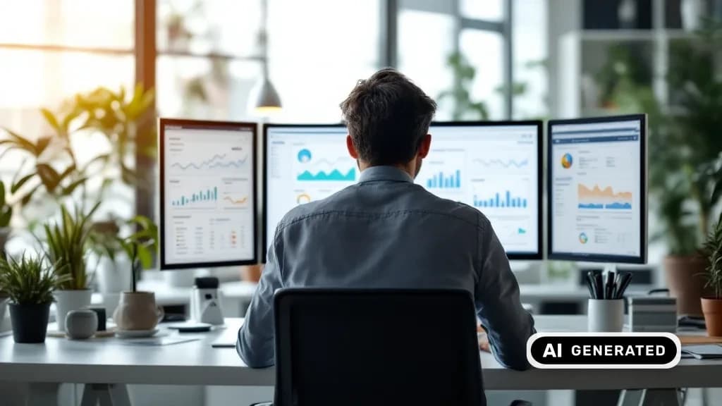 Marketing-Fachkraft arbeitet mit Datenauswertungen am Bildschirm